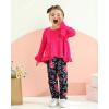 imageKucnuzki Baby Girl Clothes Toddler Girl Outfit Ruffle Sleeve Shirt Floral Pant Set Fall Winter Clothing for GirlBarbie Pink
