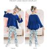 imageKucnuzki Baby Girl Clothes Toddler Girl Outfit Ruffle Sleeve Shirt Floral Pant Set Fall Winter Clothing for GirlBlue