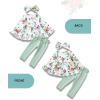 imageKucnuzki Baby Girl Clothes Toddler Girl Outfit Ruffle Sleeve Shirt Floral Pant Set Fall Winter Clothing for GirlFloral Green