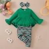 imageKucnuzki Baby Girl Clothes Toddler Girl Outfit Ruffle Sleeve Shirt Floral Pant Set Fall Winter Clothing for GirlGreen