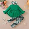 imageKucnuzki Baby Girl Clothes Toddler Girl Outfit Ruffle Sleeve Shirt Floral Pant Set Fall Winter Clothing for GirlGreen