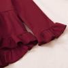 imageKucnuzki Baby Girl Clothes Toddler Girl Outfit Ruffle Sleeve Shirt Floral Pant Set Fall Winter Clothing for GirlMaroon