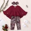 imageKucnuzki Baby Girl Clothes Toddler Girl Outfit Ruffle Sleeve Shirt Floral Pant Set Fall Winter Clothing for GirlMaroon