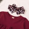 imageKucnuzki Baby Girl Clothes Toddler Girl Outfit Ruffle Sleeve Shirt Floral Pant Set Fall Winter Clothing for GirlMaroon