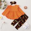 imageKucnuzki Baby Girl Clothes Toddler Girl Outfit Ruffle Sleeve Shirt Floral Pant Set Fall Winter Clothing for GirlOrange