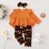 imageKucnuzki Baby Girl Clothes Toddler Girl Outfit Ruffle Sleeve Shirt Floral Pant Set Fall Winter Clothing for GirlOrange