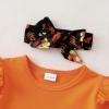 imageKucnuzki Baby Girl Clothes Toddler Girl Outfit Ruffle Sleeve Shirt Floral Pant Set Fall Winter Clothing for GirlOrange