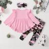 imageKucnuzki Baby Girl Clothes Toddler Girl Outfit Ruffle Sleeve Shirt Floral Pant Set Fall Winter Clothing for GirlPink
