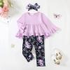 imageKucnuzki Baby Girl Clothes Toddler Girl Outfit Ruffle Sleeve Shirt Floral Pant Set Fall Winter Clothing for GirlPurple Rose