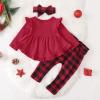 imageKucnuzki Baby Girl Clothes Toddler Girl Outfit Ruffle Sleeve Shirt Floral Pant Set Fall Winter Clothing for GirlRed