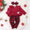 imageKucnuzki Baby Girl Clothes Toddler Girl Outfit Ruffle Sleeve Shirt Floral Pant Set Fall Winter Clothing for GirlRed