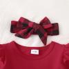 imageKucnuzki Baby Girl Clothes Toddler Girl Outfit Ruffle Sleeve Shirt Floral Pant Set Fall Winter Clothing for GirlRed