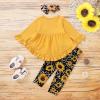 imageKucnuzki Baby Girl Clothes Toddler Girl Outfit Ruffle Sleeve Shirt Floral Pant Set Fall Winter Clothing for GirlYellow