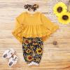 imageKucnuzki Baby Girl Clothes Toddler Girl Outfit Ruffle Sleeve Shirt Floral Pant Set Fall Winter Clothing for GirlYellow