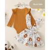 imageKucnuzki Newborn Baby Girl Clothes Toddler Long Sleeve Ruffle Romper Top Infant Skirt Set Little Girl Overall DressBrown Flower
