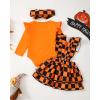 imageKucnuzki Newborn Baby Girl Clothes Toddler Long Sleeve Ruffle Romper Top Infant Skirt Set Little Girl Overall DressDark Orange