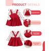 imageKucnuzki Newborn Baby Girl Clothes Toddler Long Sleeve Ruffle Romper Top Infant Skirt Set Little Girl Overall DressHeart Red
