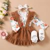 imageKucnuzki Newborn Baby Girl Clothes Toddler Long Sleeve Ruffle Romper Top Infant Skirt Set Little Girl Overall DressLight Brown