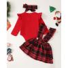 imageKucnuzki Newborn Baby Girl Clothes Toddler Long Sleeve Ruffle Romper Top Infant Skirt Set Little Girl Overall DressLight Red