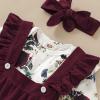 imageKucnuzki Newborn Baby Girl Clothes Toddler Long Sleeve Ruffle Romper Top Infant Skirt Set Little Girl Overall DressMaroon