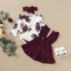 imageKucnuzki Newborn Baby Girl Clothes Toddler Long Sleeve Ruffle Romper Top Infant Skirt Set Little Girl Overall DressMaroon