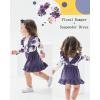 imageKucnuzki Newborn Baby Girl Clothes Toddler Long Sleeve Ruffle Romper Top Infant Skirt Set Little Girl Overall DressPurple
