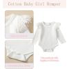 imageKucnuzki Newborn Baby Girl Clothes Toddler Long Sleeve Ruffle Romper Top Infant Skirt Set Little Girl Overall DressWhitepink3