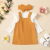 imageKucnuzki Newborn Baby Girl Clothes Toddler Long Sleeve Ruffle Romper Top Infant Skirt Set Little Girl Overall DressWhiteyellow
