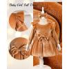 imageKucnuzki Toddler Baby Girl Clothes Velvet Dress Solid Little Flower Girl Dress Princess Casual Party Dress for Girl FallBrown