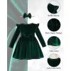 imageKucnuzki Toddler Baby Girl Clothes Velvet Dress Solid Little Flower Girl Dress Princess Casual Party Dress for Girl FallDark Green