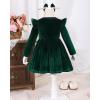 imageKucnuzki Toddler Baby Girl Clothes Velvet Dress Solid Little Flower Girl Dress Princess Casual Party Dress for Girl FallDark Green