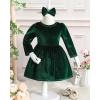 imageKucnuzki Toddler Baby Girl Clothes Velvet Dress Solid Little Flower Girl Dress Princess Casual Party Dress for Girl FallGreen