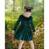 imageKucnuzki Toddler Baby Girl Clothes Velvet Dress Solid Little Flower Girl Dress Princess Casual Party Dress for Girl FallGreen