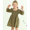imageKucnuzki Toddler Baby Girl Clothes Velvet Dress Solid Little Flower Girl Dress Princess Casual Party Dress for Girl FallPlain Green