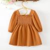 imageKucnuzki Toddler Baby Girl Clothes Velvet Dress Solid Little Flower Girl Dress Princess Casual Party Dress for Girl FallPlain Orange