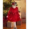 imageKucnuzki Toddler Baby Girl Clothes Velvet Dress Solid Little Flower Girl Dress Princess Casual Party Dress for Girl FallRed