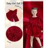 imageKucnuzki Toddler Baby Girl Clothes Velvet Dress Solid Little Flower Girl Dress Princess Casual Party Dress for Girl FallRed