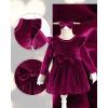 imageKucnuzki Toddler Baby Girl Clothes Velvet Dress Solid Little Flower Girl Dress Princess Casual Party Dress for Girl FallWine Red