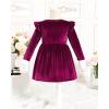 imageKucnuzki Toddler Baby Girl Clothes Velvet Dress Solid Little Flower Girl Dress Princess Casual Party Dress for Girl FallWine Red