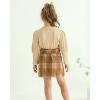 imageKucnuzki Toddler Baby Girl Fall Winter Clothes Long Sleeve Ribbed Shirt Top Corduroy Mini Skirt Plaid Aline Dress OutfitApricot
