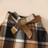 imageKucnuzki Toddler Baby Girl Fall Winter Clothes Long Sleeve Ribbed Shirt Top Corduroy Mini Skirt Plaid Aline Dress OutfitBlack Brown