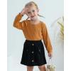 imageKucnuzki Toddler Baby Girl Fall Winter Clothes Long Sleeve Ribbed Shirt Top Corduroy Mini Skirt Plaid Aline Dress OutfitBrown