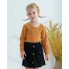imageKucnuzki Toddler Baby Girl Fall Winter Clothes Long Sleeve Ribbed Shirt Top Corduroy Mini Skirt Plaid Aline Dress OutfitBrown