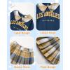imageKucnuzki Toddler Baby Girl Fall Winter Clothes Long Sleeve Ribbed Shirt Top Corduroy Mini Skirt Plaid Aline Dress OutfitDark Blue