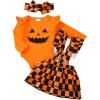 imageKucnuzki Newborn Baby Girl Clothes Toddler Long Sleeve Ruffle Romper Top Infant Skirt Set Little Girl Overall DressDark Orange