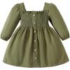 imageKucnuzki Toddler Baby Girl Clothes Velvet Dress Solid Little Flower Girl Dress Princess Casual Party Dress for Girl FallPlain Green