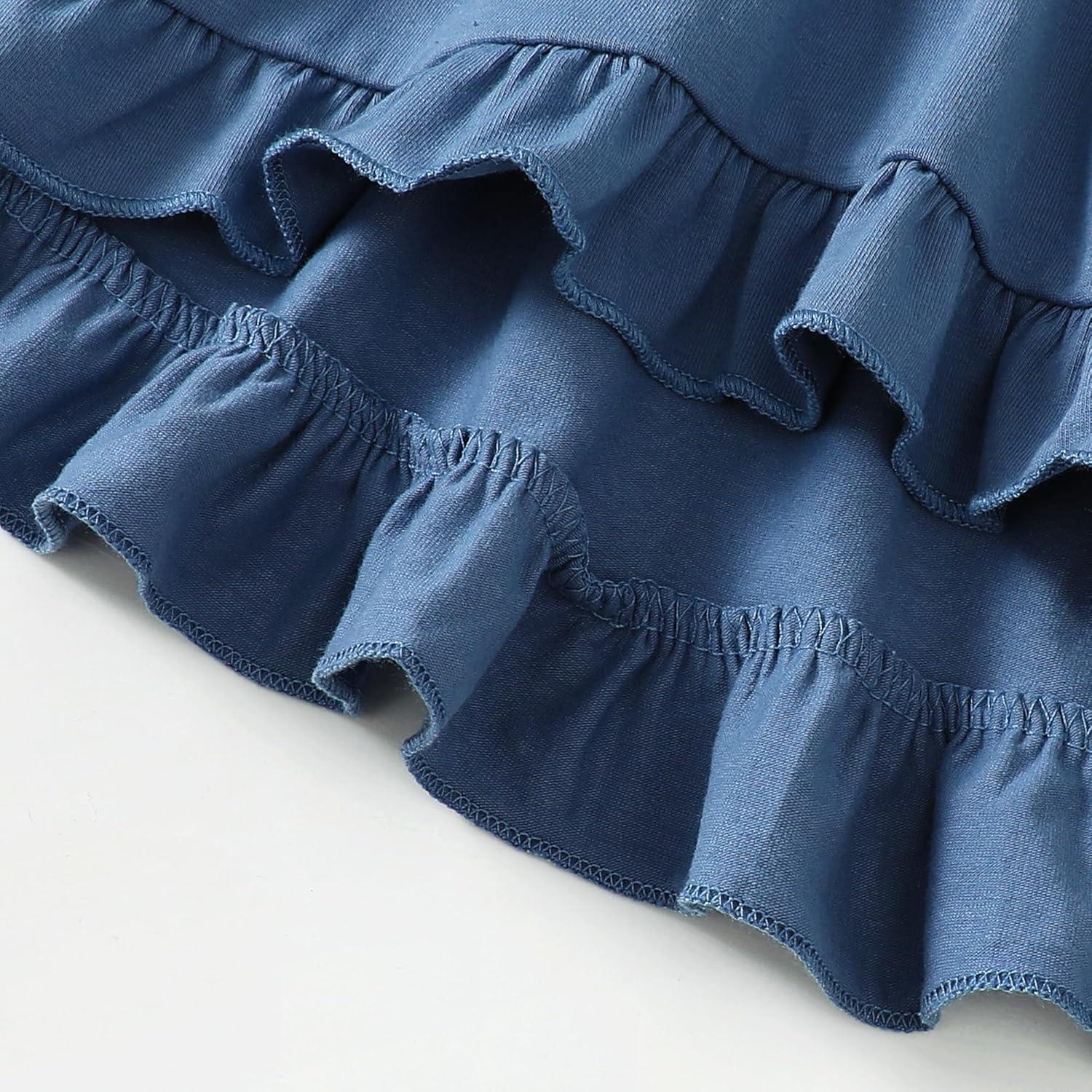 imageKucnuzki Baby Girl Clothes Toddler Girl Outfit Cute Shirt Ruffle Top Pant Set Fall Winter Clothing For GirlBlue