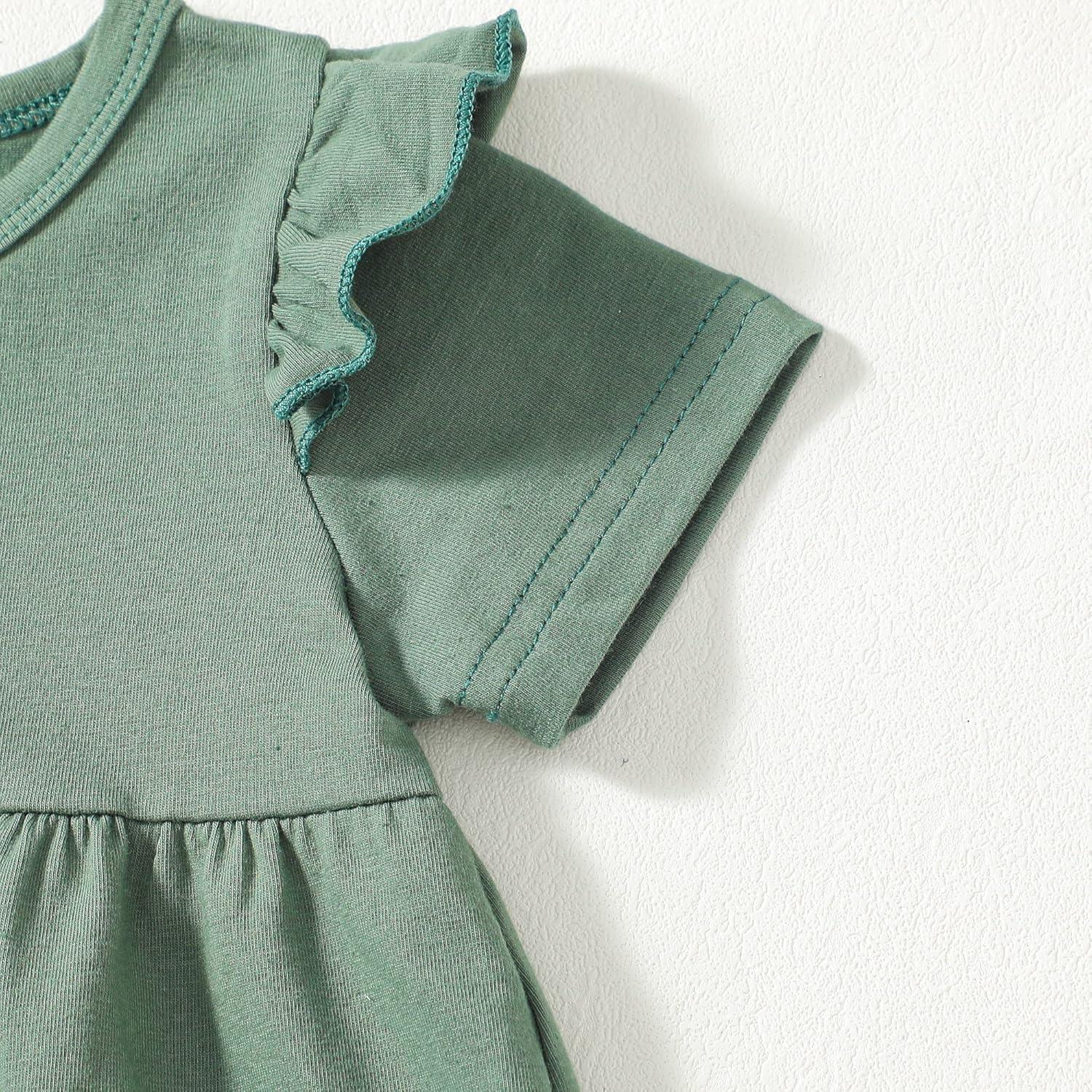 imageKucnuzki Baby Girl Clothes Toddler Girl Outfit Cute Shirt Ruffle Top Pant Set Fall Winter Clothing For GirlDark Green