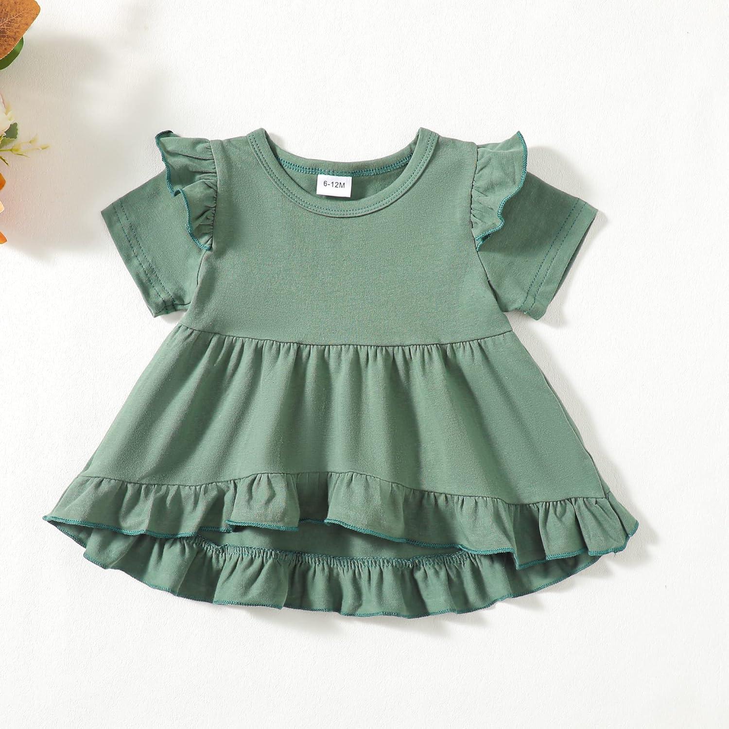 imageKucnuzki Baby Girl Clothes Toddler Girl Outfit Cute Shirt Ruffle Top Pant Set Fall Winter Clothing For GirlDark Green