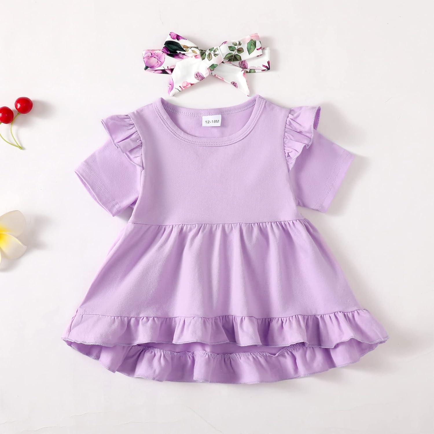 imageKucnuzki Baby Girl Clothes Toddler Girl Outfit Cute Shirt Ruffle Top Pant Set Fall Winter Clothing For GirlPurple Flower